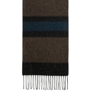 Steve Madden Muffler Scarf Lurex Striped Navy Black Shimmer Fringe‎ Italy NWT